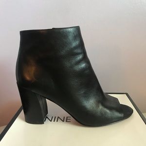Black peep toe boots